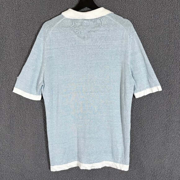 100% Capri 100% Linen Polo Shirt - Men's Size L - Blue - Picture 5 of 8